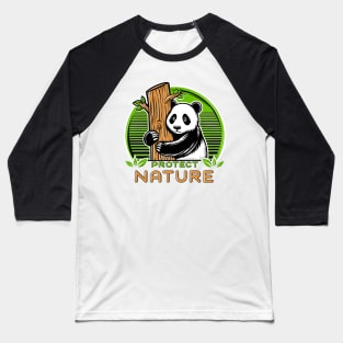 Panda bear illustration with protect nature quote. Baseball T-Shirt